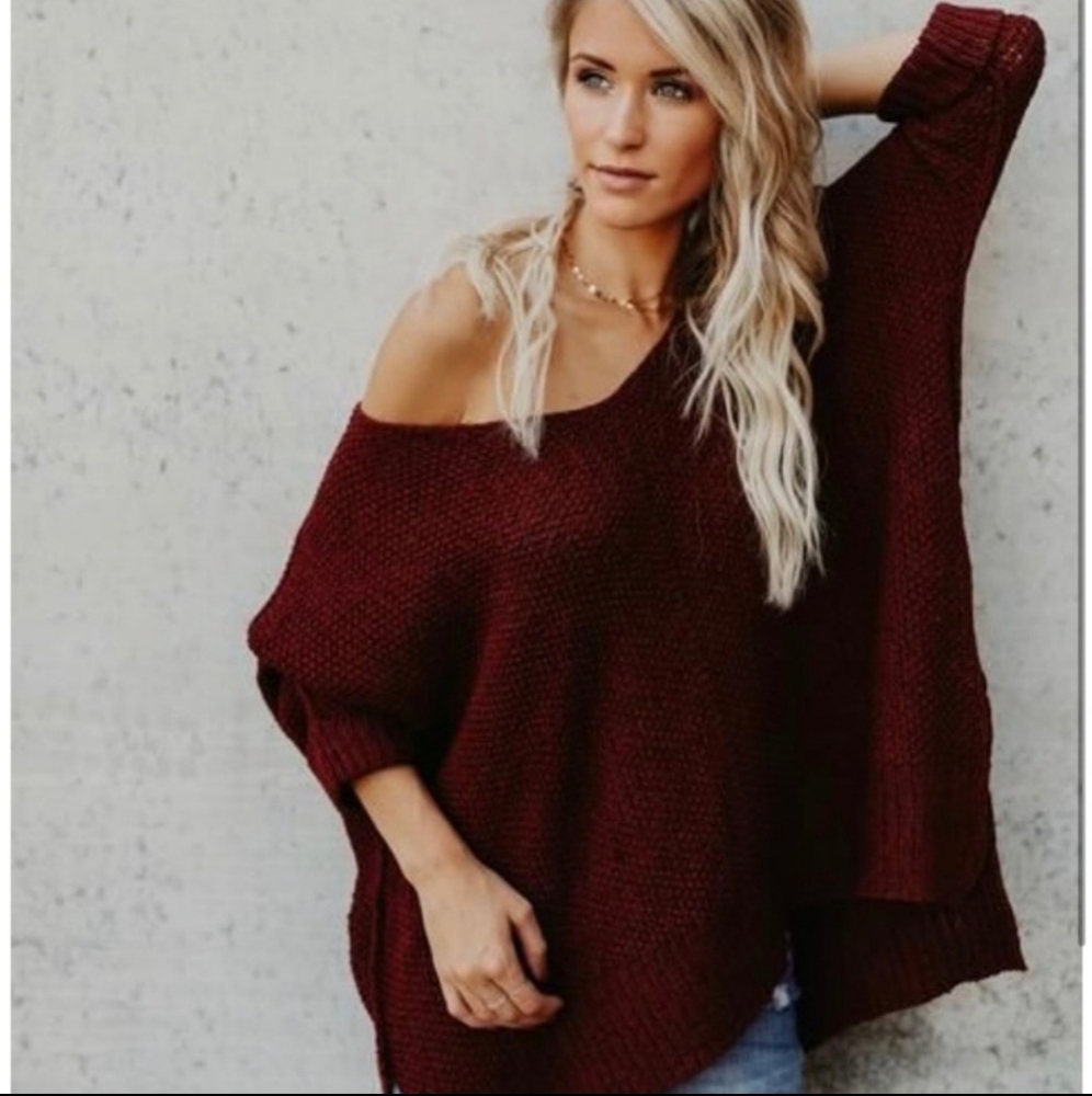 Vici Quincy Knit Sweater in Burgundy